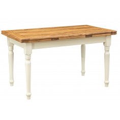 Tavolo allungabile Country in legno massello di tiglio struttura bianca anticata piano naturale. Made in Italy
