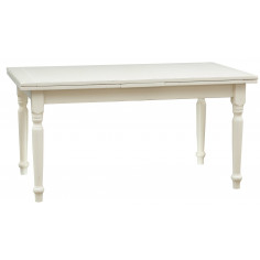 Mesa extensível country em madeira maciça de lima com acabamento branco antigo 160x90x80 cm. Feito na Itália