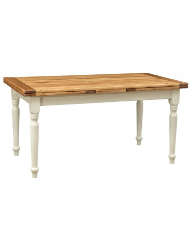 Mesa extensível artesanal Country Made in Italy em madeira maciça branca natural.