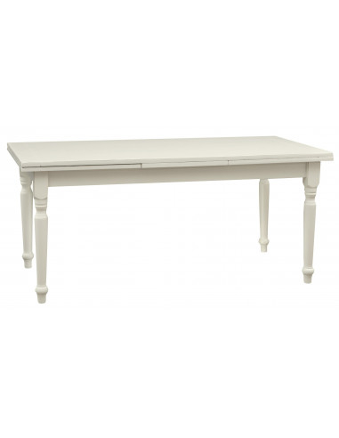 Mesa extensível em madeira maciça com um acabamento branco antigo 180x90x80 cm. Feito em Itália
