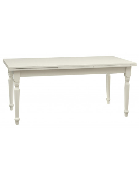 Mesa extensível em madeira maciça com um acabamento branco antigo 180x90x80 cm. Feito em Itália