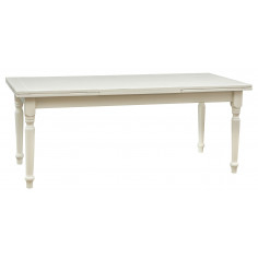 Mesa Country extensível em madeira maciça de lima com acabamento branco antigo 200x90x80 cm. Feito na Itália