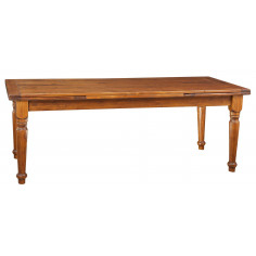 Mesa extensível do país em madeira maciça telha acabamento noz 220x100x80 cm. Feito em Itália