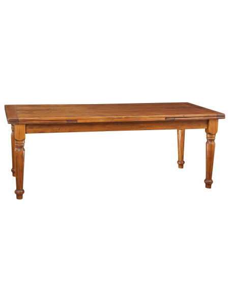 Mesa extensível do país em madeira maciça telha acabamento noz 220x100x80 cm. Feito em Itália