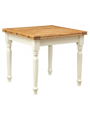 Tabela extensível de país em estrutura de telha de madeira sólida plano natural antigo branco L90xPR90xH80 cm. Feito em Itália