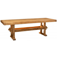 Workbench de país em madeira maciça de acabamento natural Linden L250xpr100xh80 cm. Feito na Itália