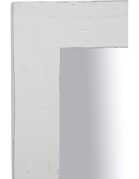 Specchiera rettangolare a muro in legno massello di tiglio finitura bianca anticata 50x3x70 cm