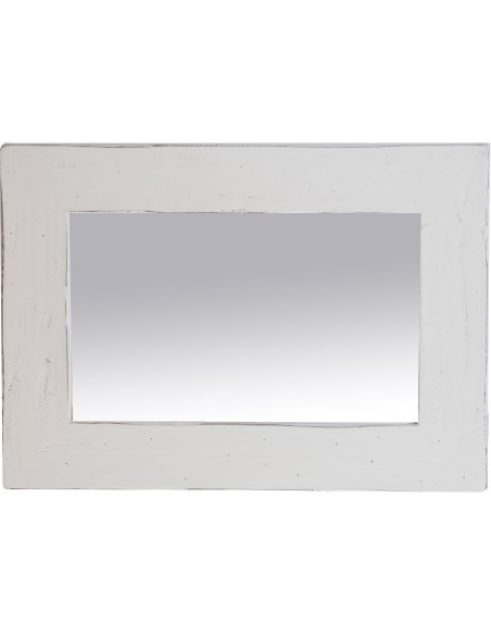 Specchiera rettangolare a muro in legno massello di tiglio finitura bianca anticata 50x3x70 cm