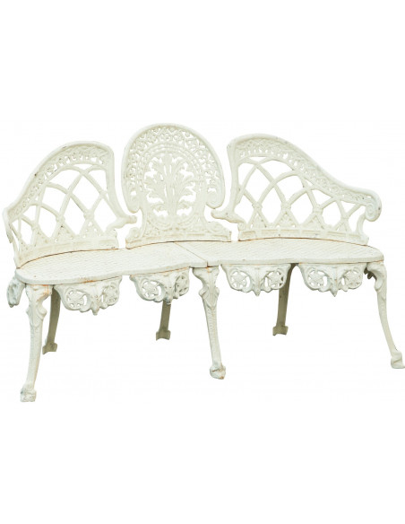 Banco Liberty em ferro fundido com acabamento branco antigo 130x50x82 cm