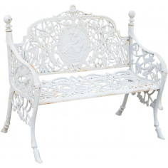 Banco Liberty em ferro fundido com acabamento branco antigo 105x43x90 cm