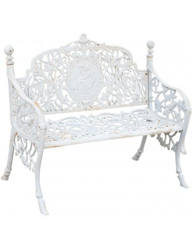 Banco Liberty em ferro fundido com acabamento branco antigo 105x43x90 cm