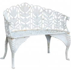 Banco de Arte Nova em ferro fundido branco finish L110xPR60xH90 cm