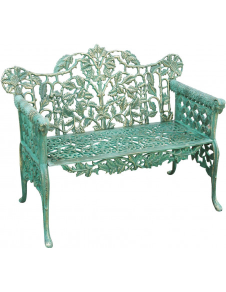 Banco Liberty em ferro fundido com acabamento verde antigo 110x56x86 cm