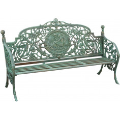 Panchina Liberty in ghisa finitura verde anticata 184x70x110 cm