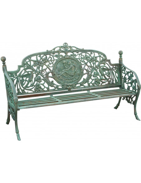 Banco Liberty em ferro fundido com acabamento verde antigo 184x70x110 cm