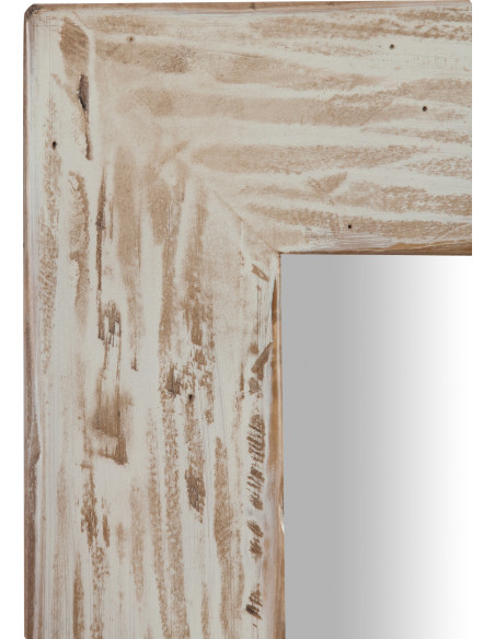 Specchiera rettangolare a muro in legno massello di tiglio finitura crema 60x3x90 cm