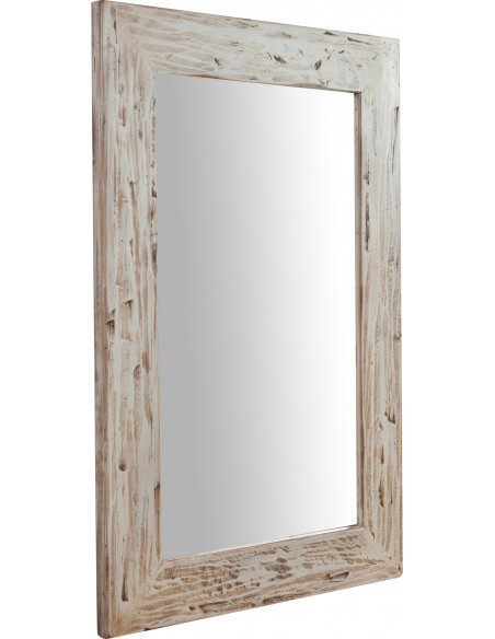 Specchiera rettangolare a muro in legno massello di tiglio finitura crema 60x3x90 cm