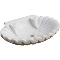 Lavandino a conchiglia in marmo bianco L64xPR50xH12 cm