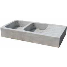 Pia com dois furos em mármore branco L122xDP61xH20 cm