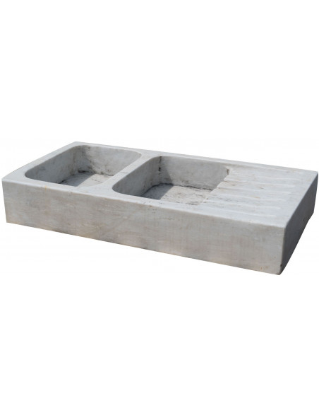 Pia com dois furos em mármore branco L122xDP61xH20 cm