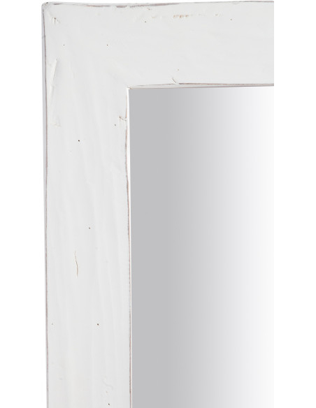 Specchiera rettangolare a muro in legno massello di tiglio finitura bianca anticata 60x3x180 cm