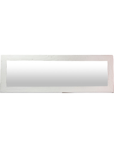 Specchiera rettangolare a muro in legno massello di tiglio finitura bianca anticata 60x3x180 cm Specchiera rettangolare a muro in legno massello di tiglio finitura bianca anticata 60x3x180 cm
