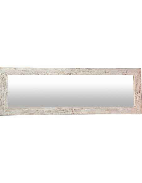 Specchiera rettangolare a muro in legno massello di tiglio finitura crema 60x3x180 cm