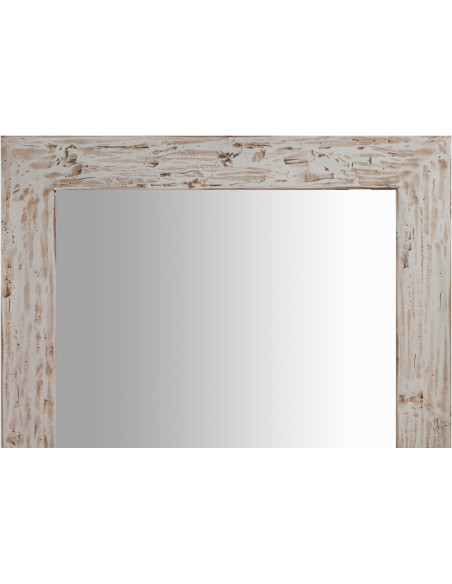 Specchiera quadrata a muro in legno massello di tiglio finitura crema 80x3x80 cm