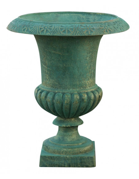 VASO CON MANICI IN FUSIONE DI GHISA FINITURA VERDE BRONZATO ANTICATO L40XPR40XH46,5 CM