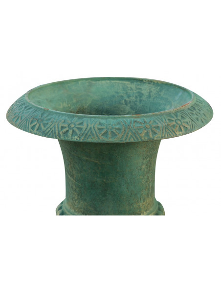 VASO CON MANICI IN FUSIONE DI GHISA FINITURA VERDE BRONZATO ANTICATO L40XPR40XH46,5 CM