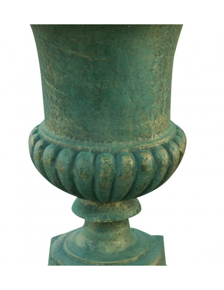 VASO CON MANICI IN FUSIONE DI GHISA FINITURA VERDE BRONZATO ANTICATO L40XPR40XH46,5 CM