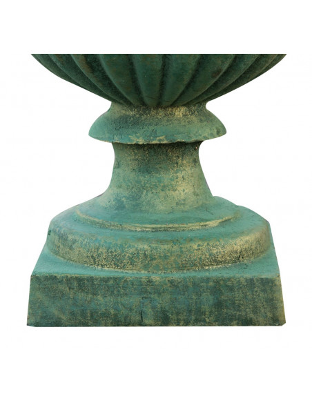 VASO CON MANICI IN FUSIONE DI GHISA FINITURA VERDE BRONZATO ANTICATO L40XPR40XH46,5 CM