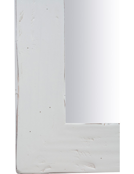 Specchiera rettangolare a muro in legno massello di tiglio finitura bianca anticata 90x3x120 cm