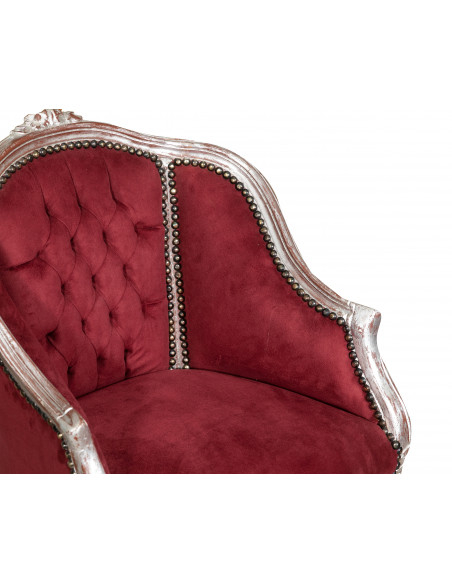 Sillón estilo francés Luis XVI de madera maciza de haya L63XPR57XH80 cm