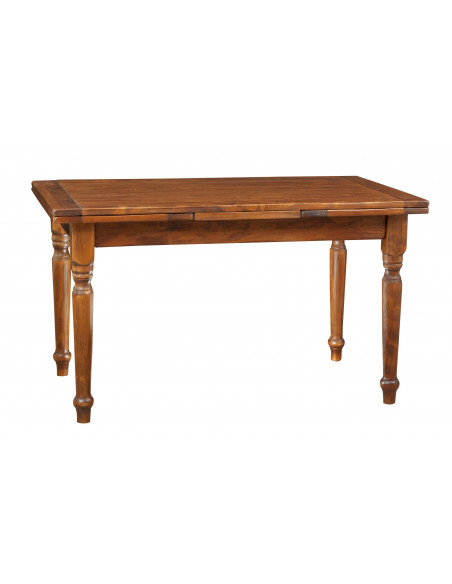 Tavolo allungabile Country in legno massello di tiglio finitura noce 140x80x80 cm. Made in Italy