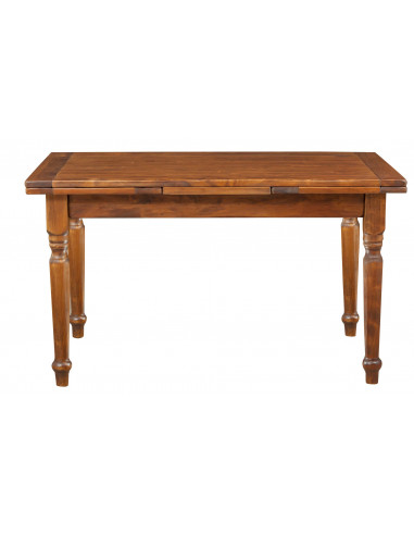 Extendable table in solid walnut wood: front view by Biscottini