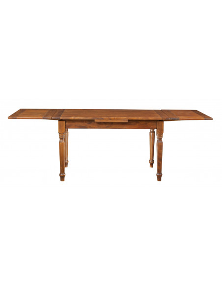 Tavolo allungabile Country in legno massello di tiglio finitura noce 140x80x80 cm. Made in Italy