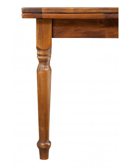 Tavolo allungabile Country in legno massello di tiglio finitura noce 140x80x80 cm. Made in Italy
