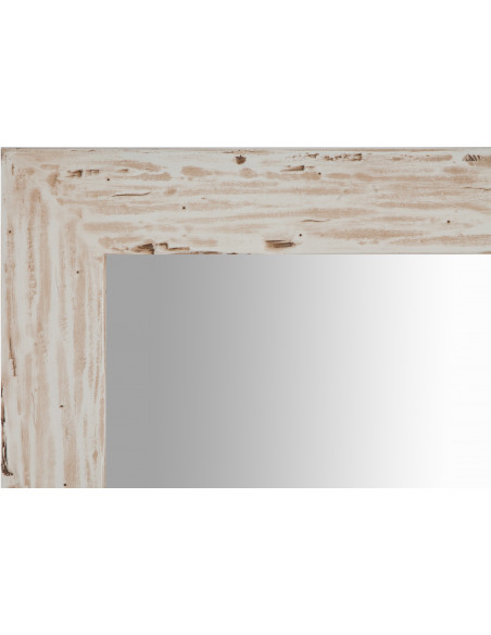 Specchiera quadrata a muro in legno massello di tiglio finitura crema 100x3x100 cm