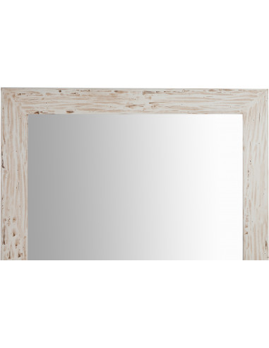 Specchiera quadrata a muro in legno massello di tiglio finitura crema 100x3x100 cm Specchiera quadrata a muro in legno massello di tiglio finitura crema 100x3x100 cm