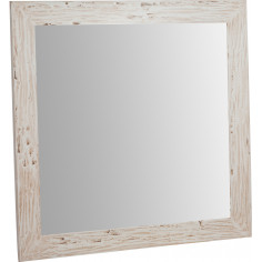 Specchiera quadrata a muro in legno massello di tiglio finitura crema 100x3x100 cm