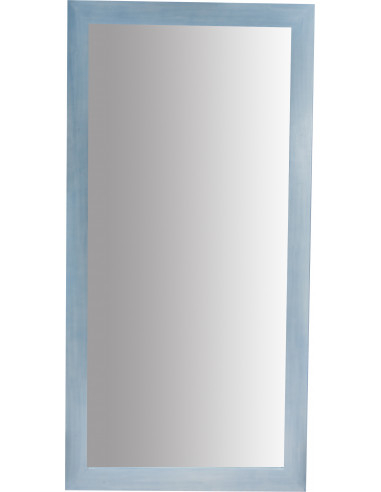 Specchiera a muro rettangolare in legno massello di tiglio finitura azzurra 100x3x200 cm Specchiera a muro rettangolare in legno massello di tiglio finitura azzurra 100x3x200 cm