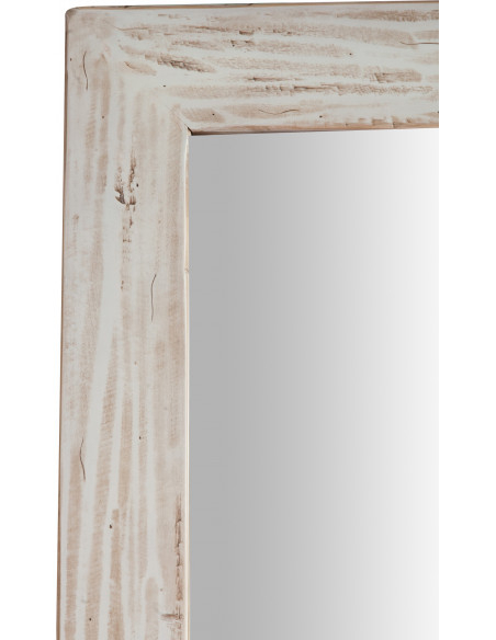 Specchiera a muro rettangolare in legno massello di tiglio finitura crema 100x3x200 cm