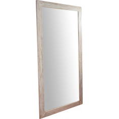 Espelho de parede retangular em madeira maciça de tília, acabamento creme 100x3x200 cm