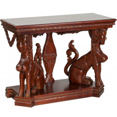 Consolle in legno massiccio finitura noce 114x49x81 cm