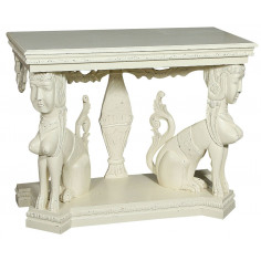 Consolle in legno massiccio finitura bianca anticata L114xPR49xH81 cm