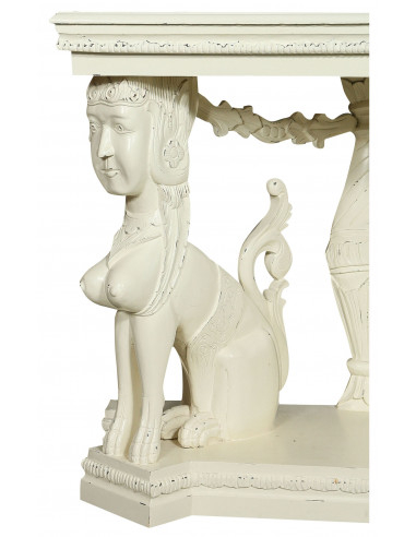 Consolle in legno massiccio finitura bianca anticata L114xPR49xH81 cm Consolle in legno massiccio finitura bianca anticata L114xPR49xH81 cm