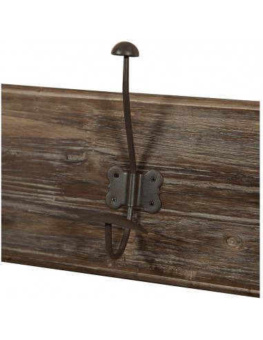 Attaccapanni da parete in legno massiccio e ferro forgiato a mano finitura legno anticato 58x10x21 cm Attaccapanni da parete in legno massiccio e ferro forgiato a mano finitura legno anticato 58x10x21 cm