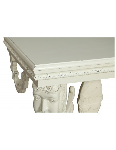 Consolle in legno massiccio finitura bianca anticata L114xPR49xH81 cm Consolle in legno massiccio finitura bianca anticata L114xPR49xH81 cm