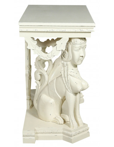 Consolle in legno massiccio finitura bianca anticata L114xPR49xH81 cm Consolle in legno massiccio finitura bianca anticata L114xPR49xH81 cm